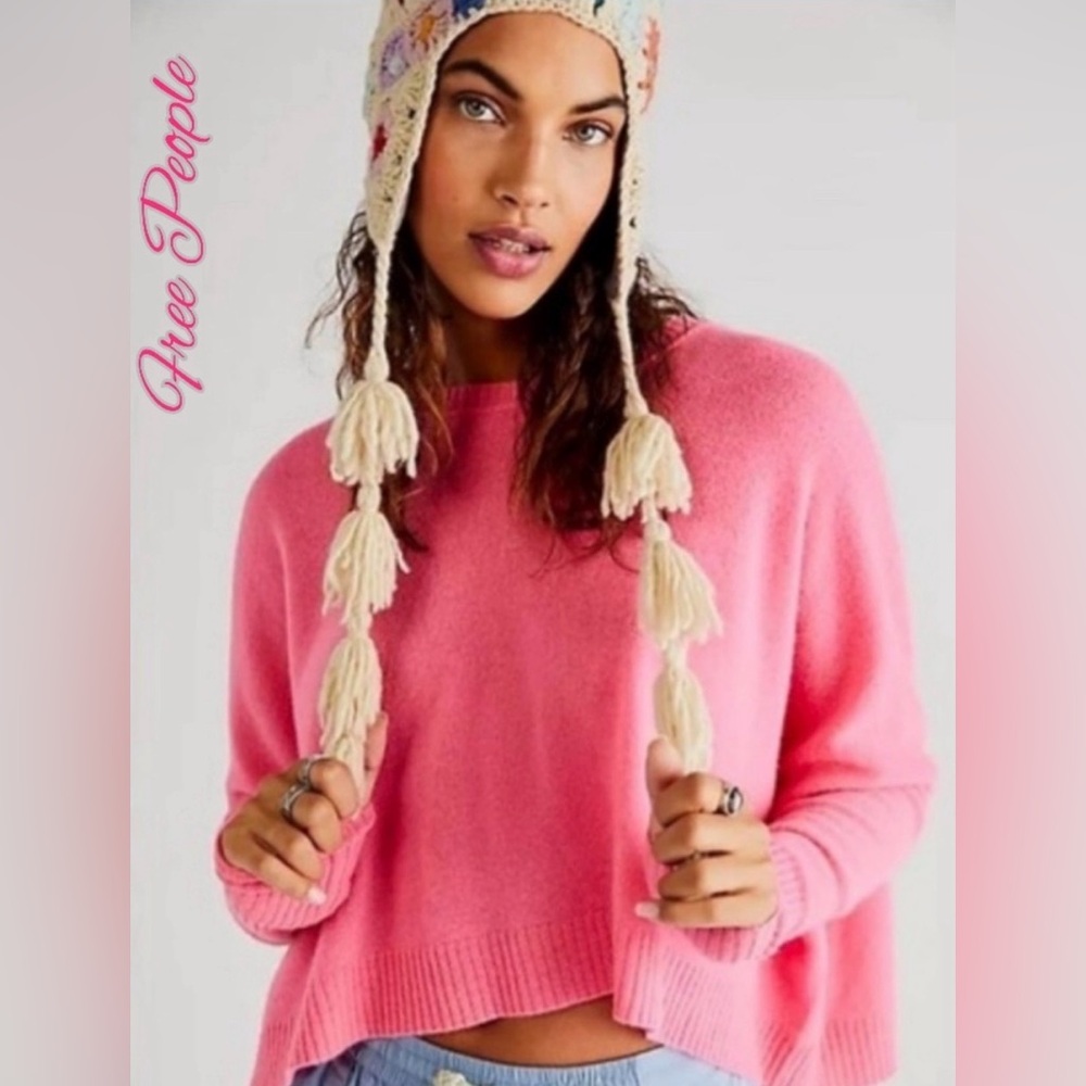 Free People Pink Rose Venice Cashmere Pullover Sweater Size XS
